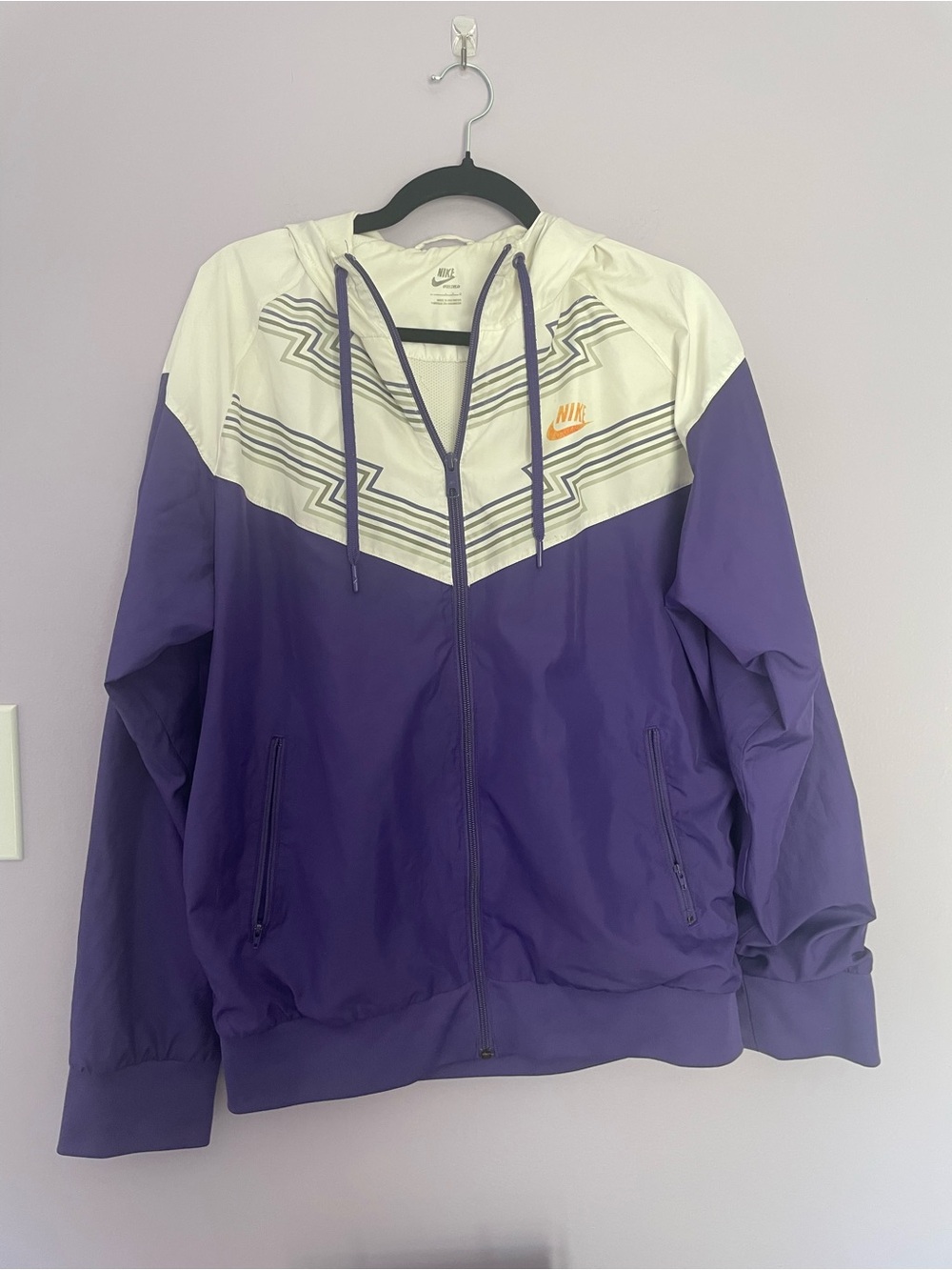 Nike Retro Style Windbreaker / Purple & White y2k Jacket size Large
